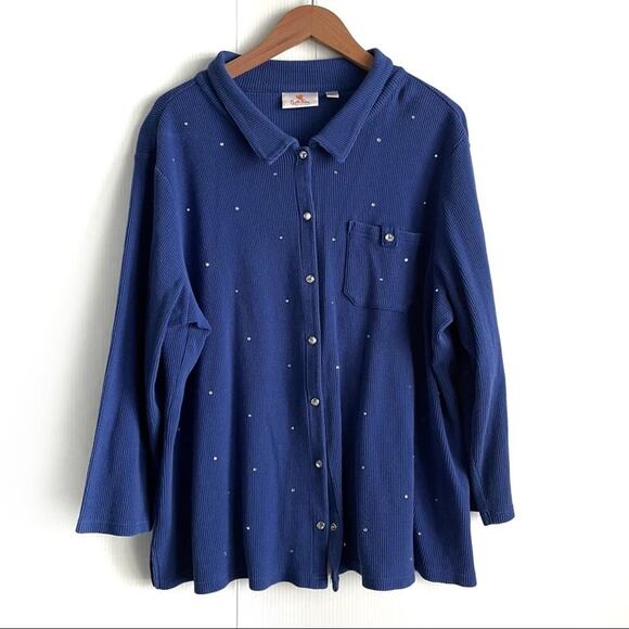 The Quacker Factory waffle textured button down - Picture 1 of 8
